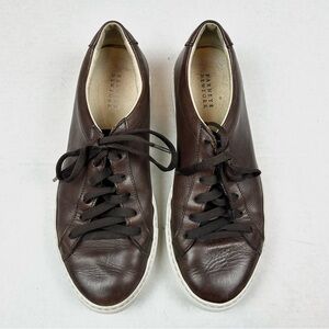 Barney's New York Men's Brown Leather Lace Up Sneakers